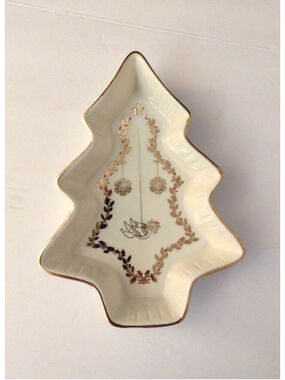 Christmas Tree Dish Formalities by Baum Bros Gold Accent With Red Berries